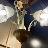 Antique Chandelier Ceiling Light Florentine Bouquet Floral Design 1970 Decorative Art No.2