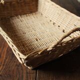 Vintage rectangular wicker basket with two handles