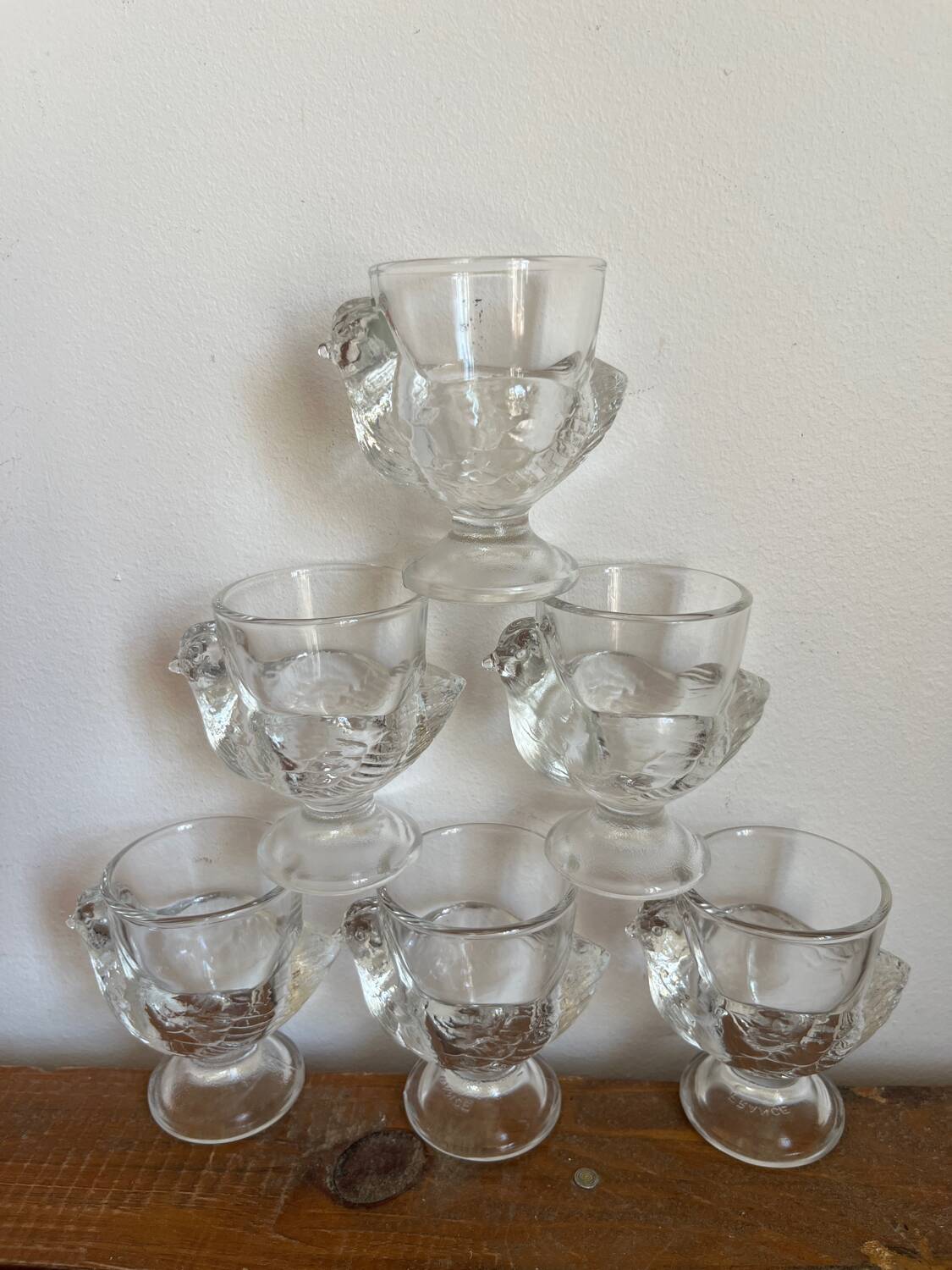 6 glass egg cups