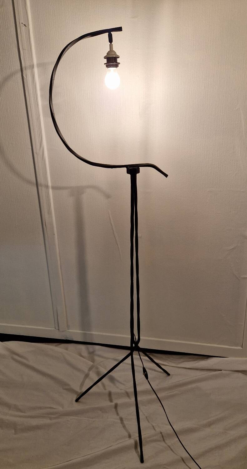 Twisted wrought iron floor lamp 1950 1960