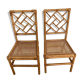 Pair of matching mid century bamboo and cane chairs