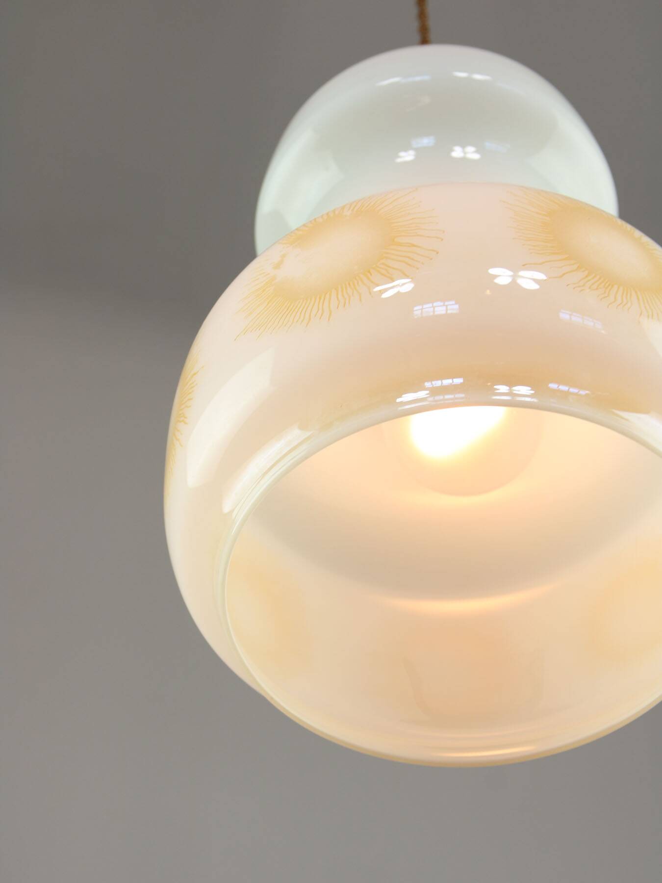 Mid-Century Italian Opaline and Brass Pendant Lamp