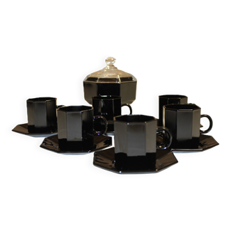 Arcoroc black "Octime" coffee service