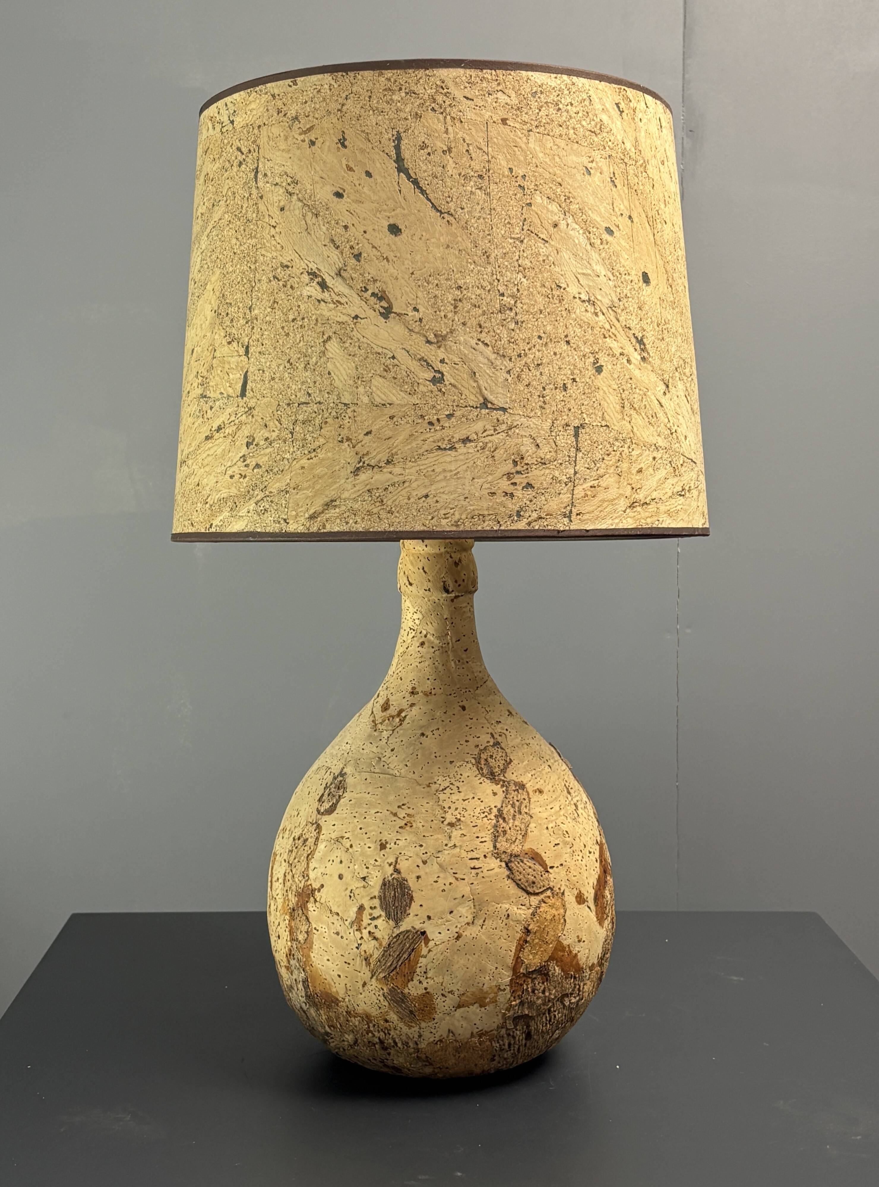 Lampe de table en liège des années 1960-1970, France