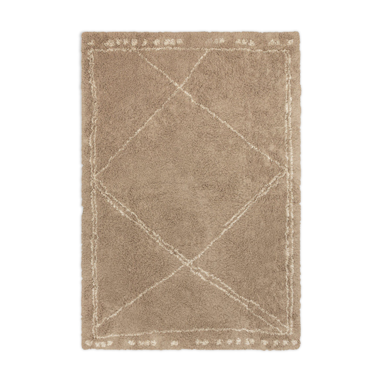 Berber carpet 200 x 300 cm brown ecru pattern