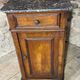 Provincial antique bedside table in oak, marble top, late 19th century.