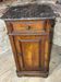 Provincial antique bedside table in oak, marble top, late 19th century.