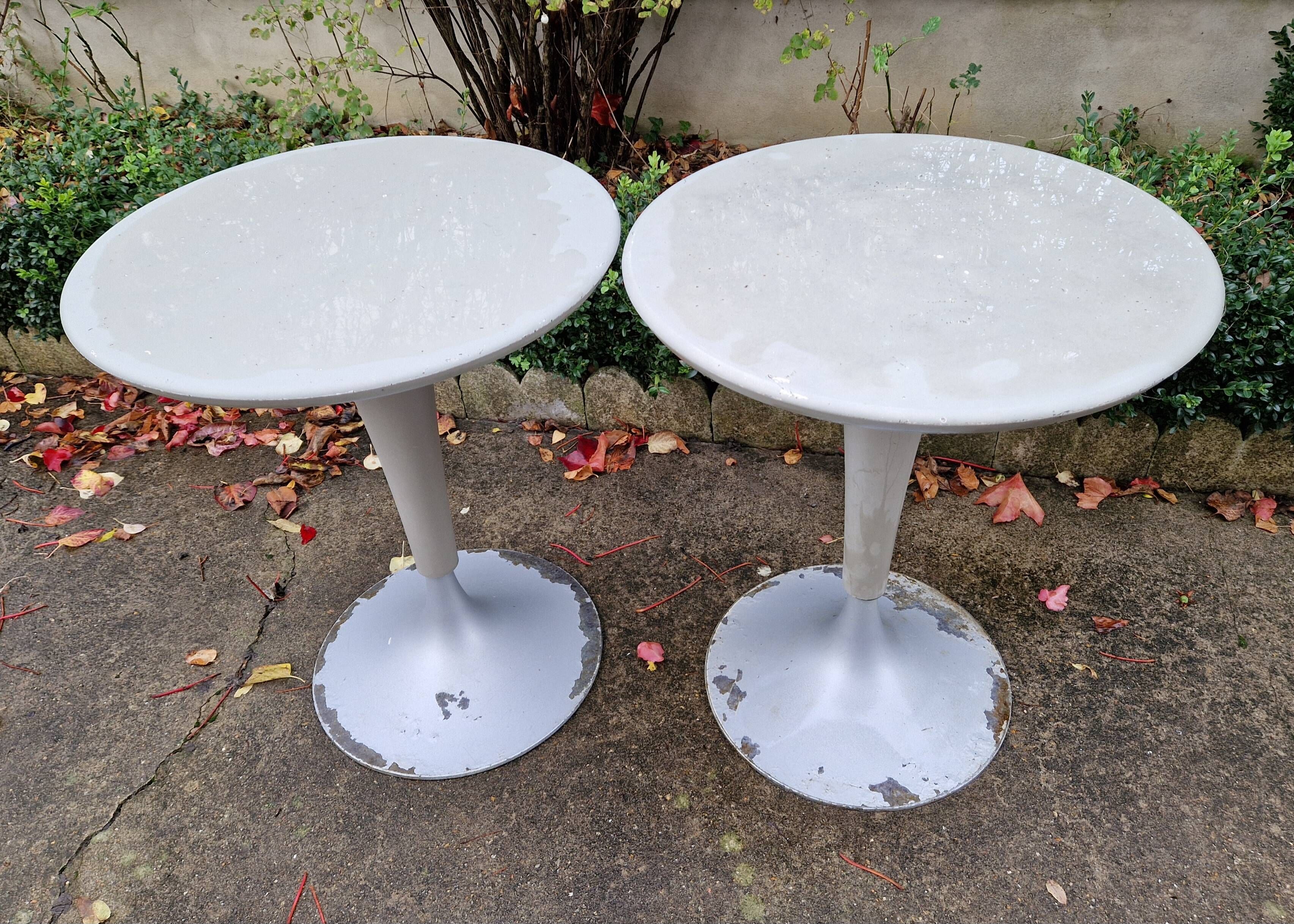 Pair of DR NA bar tables by Kartell Philippe Starck
