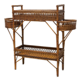 Mid century wicker and beech plant stand, 1960´s, Central Europe