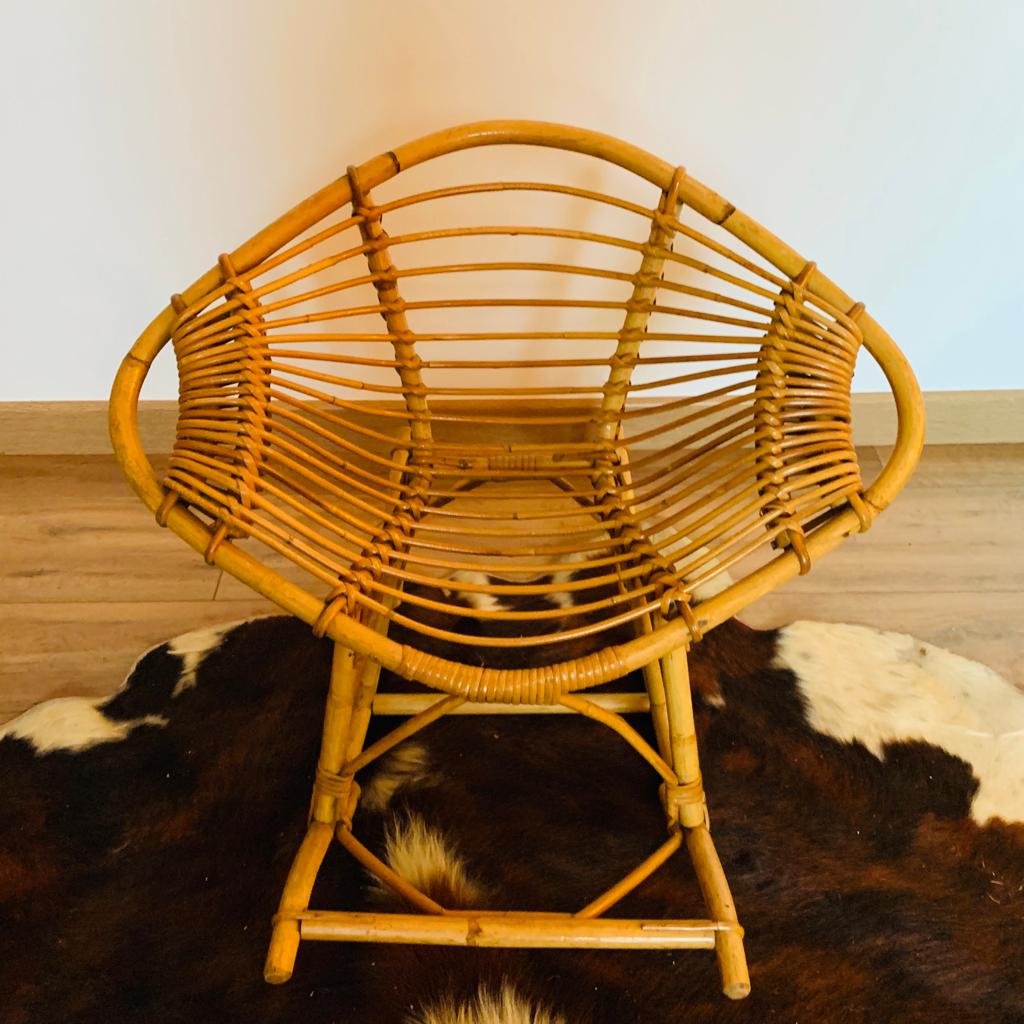 Children's rocking-chair in rattan