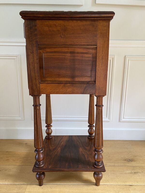 Table de chevet ancienne avec marbre, meuble d'appoint