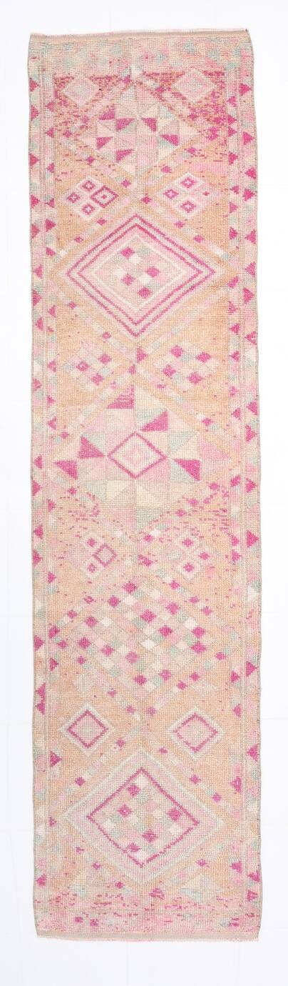3x11 Soft Pink Turkish Runner Rug, 83x340 Cm