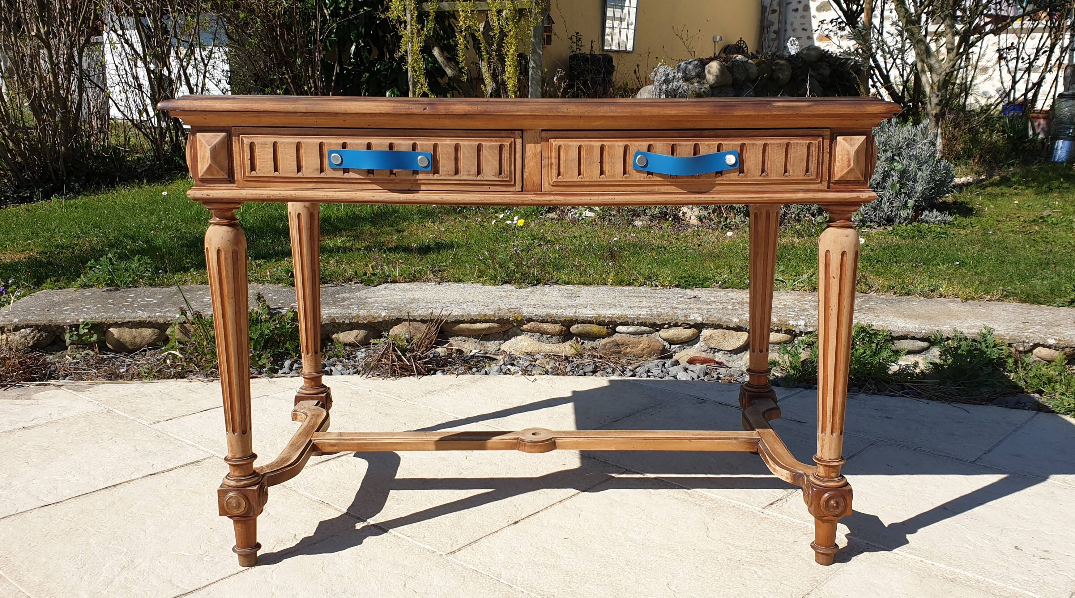 Renovated Henri II style desk with drawers