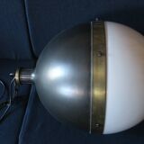 Large Hicks bronze and glass ball pendant light, USA