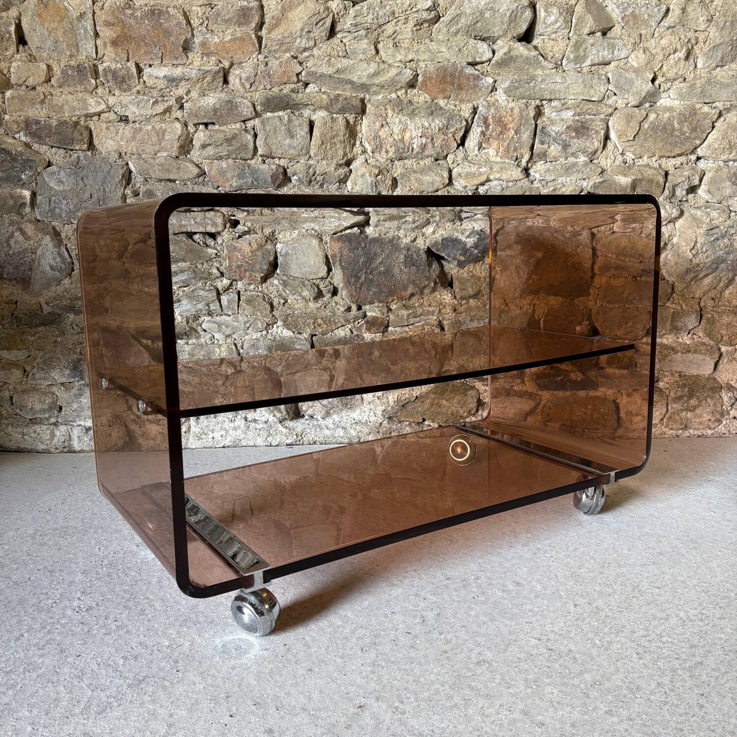 Smoked Plexiglas coffee table by Michel Dumas for Roche Bobois, 1970.