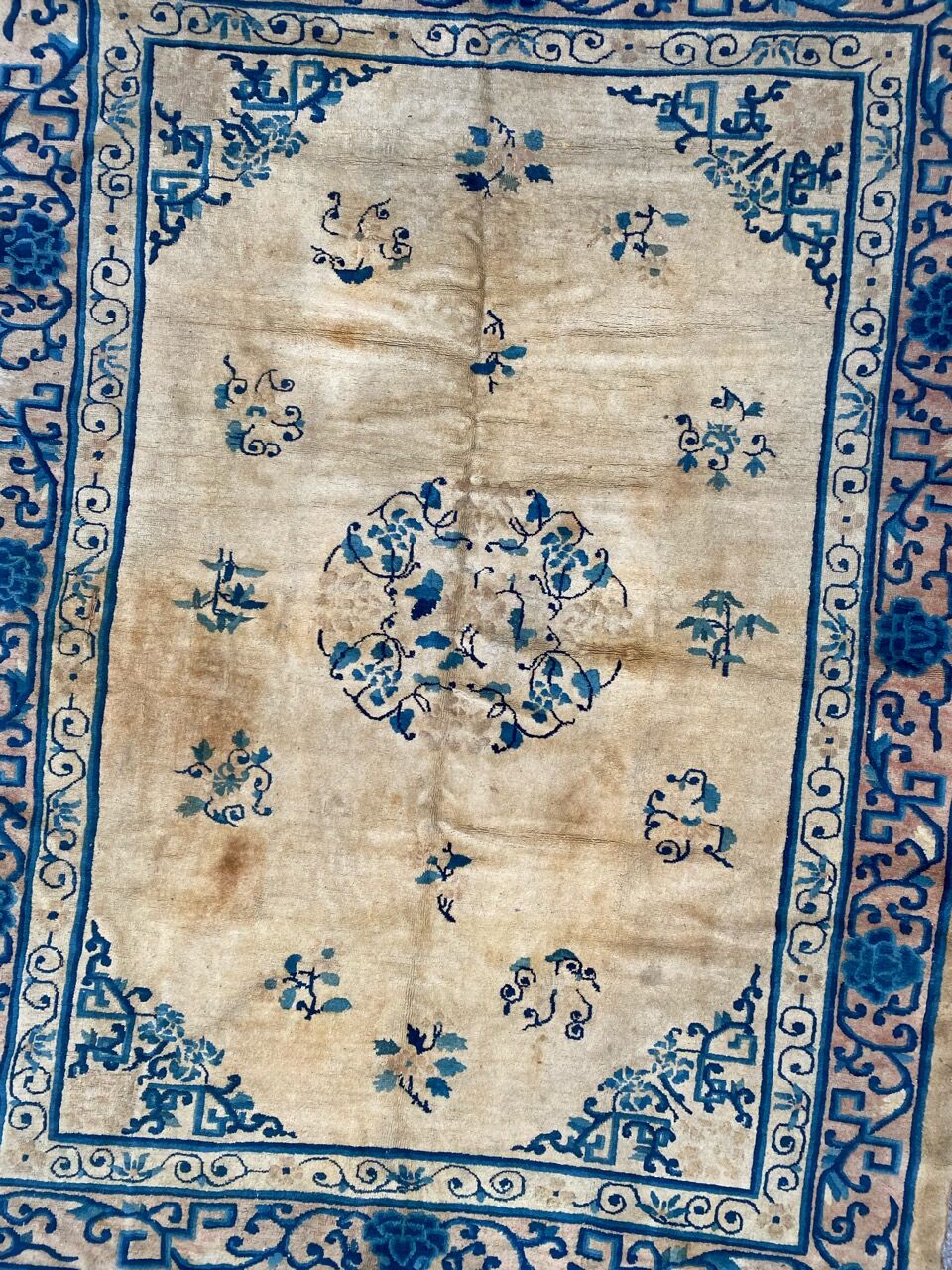 Tapis ancien chinois pékin fait main 194x260 cm