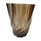 Twisted smoked glass vase