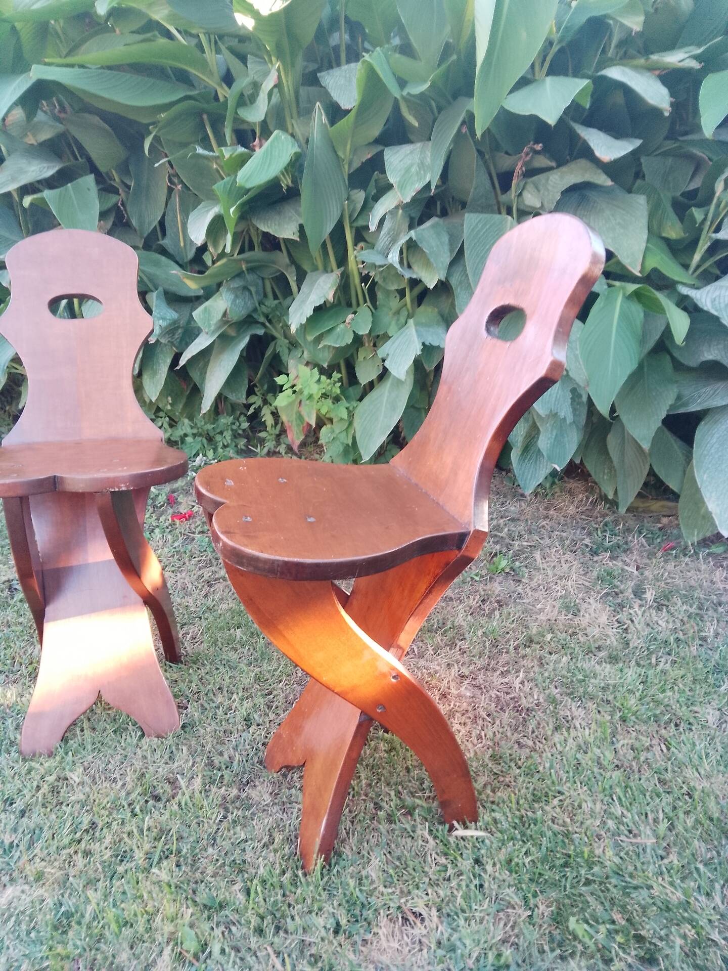 Pair of vintage 50's brutalist chairs with stamps.