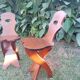 Pair of vintage 50's brutalist chairs with stamps.