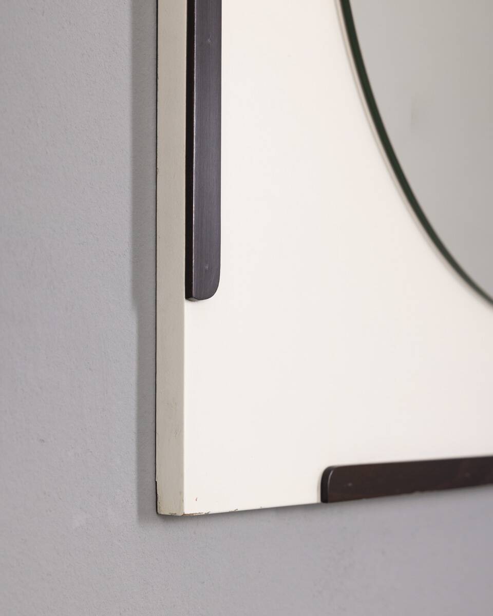 Miroir mural en bois vintage par les Sbrilli Fratelli, années 1970