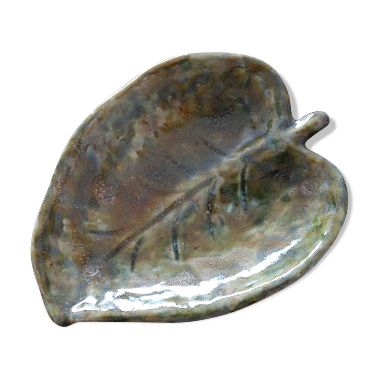 Trinket bowl green enamelled ceramic sheet