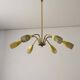 Lustre moderne du milieu du siècle en laiton et jaune