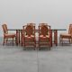 Large monumental bamboo dining table with glass top by Gasparucci, Italy