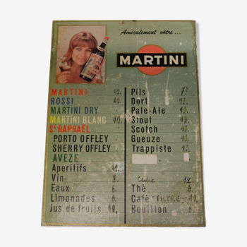 Ancien panneau tarif - Bistrot MARTINI