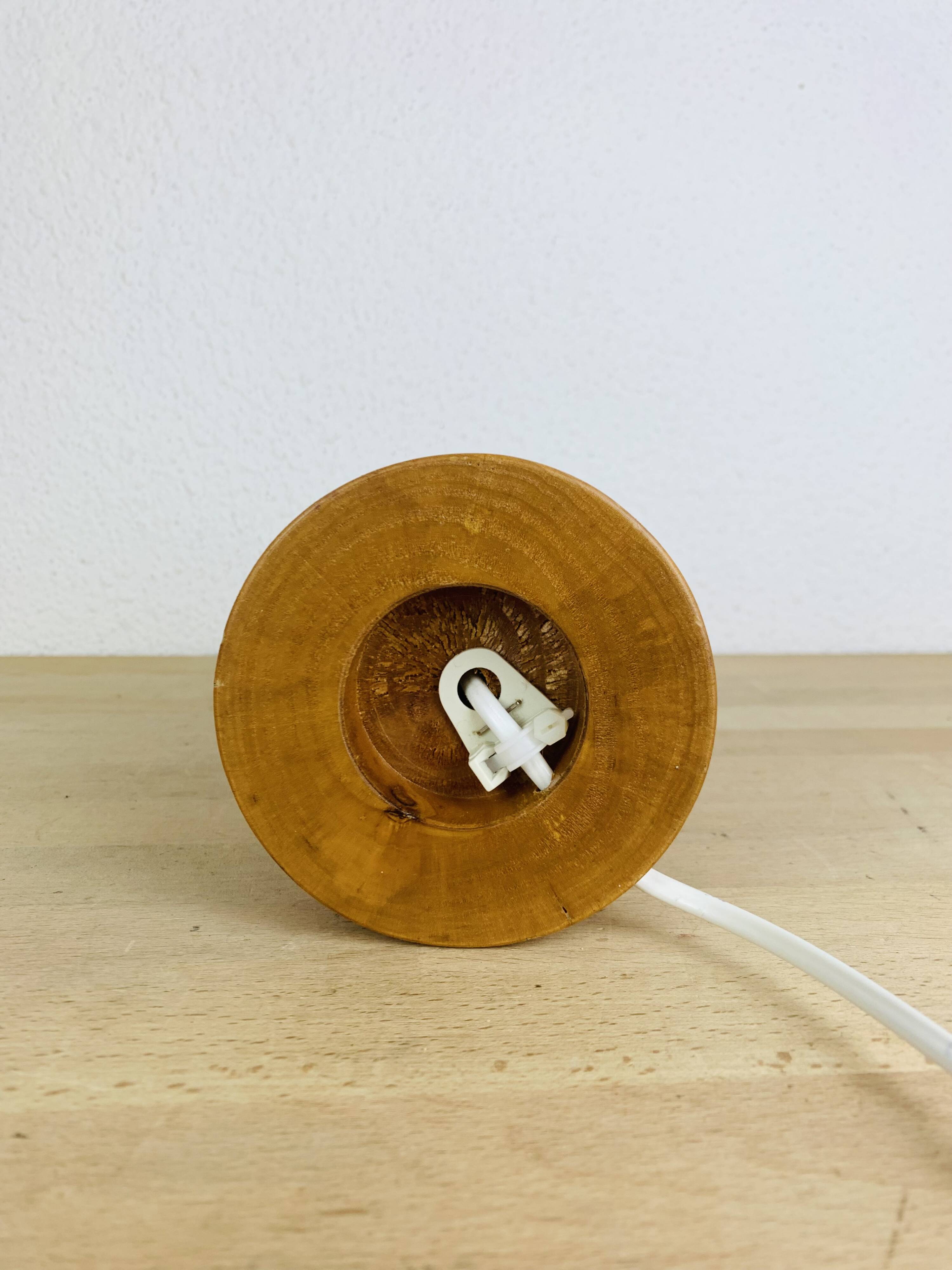 Vintage wooden cylinder lamp by IMT Italy, 1980s