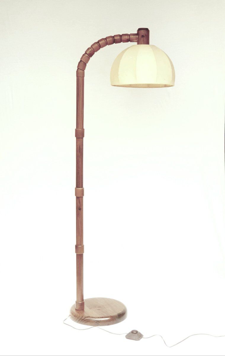 Solid wood floor lamp Solbackens Svaveri Sweden 1970s