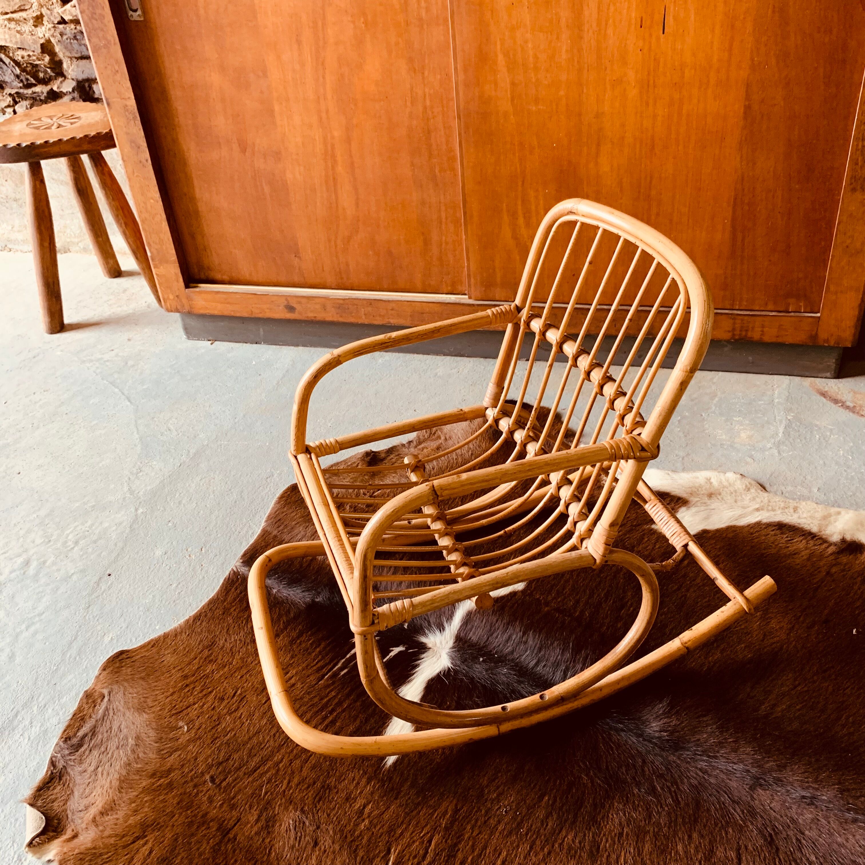 Children's rattan rocking chair