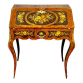 Louis XV style Slope Office, Rosewood, Violet Wood, Flower Marquetry, gilded bronzes