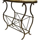 Vintage classic side table oval side table onyx marble brass sixties 64cm