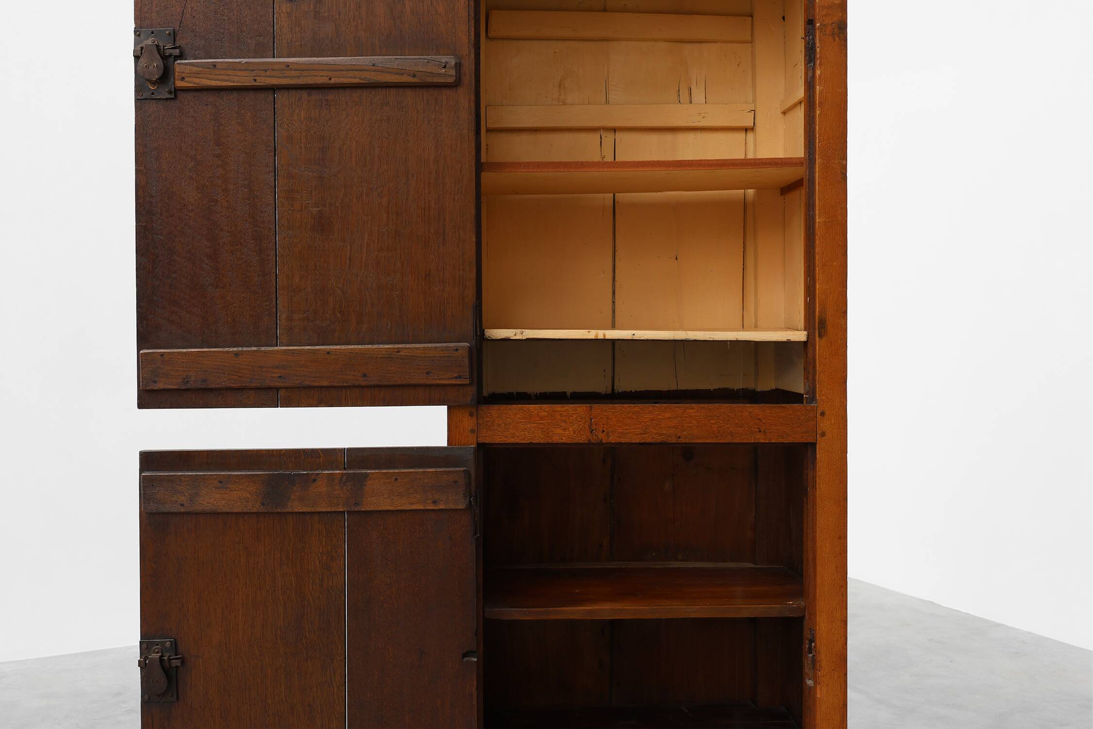 Tall rustic French monastery wardrobe in oak from the late 19th century