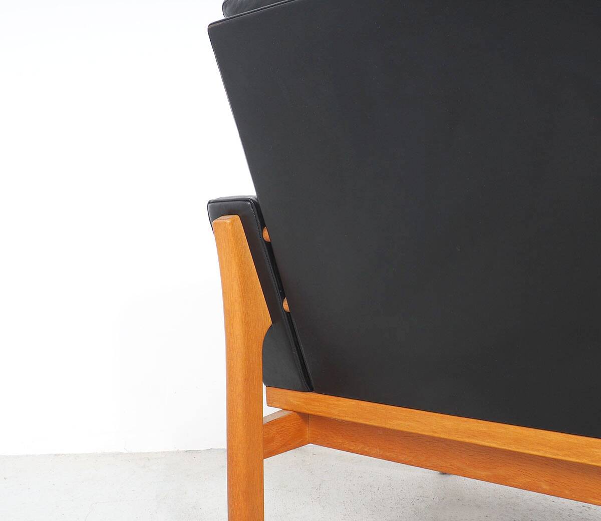 Vintage Black Leather Sofa by Poul M. Volther for Erik Jørgensen, 1960s