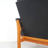 Vintage Black Leather Sofa by Poul M. Volther for Erik Jørgensen, 1960s