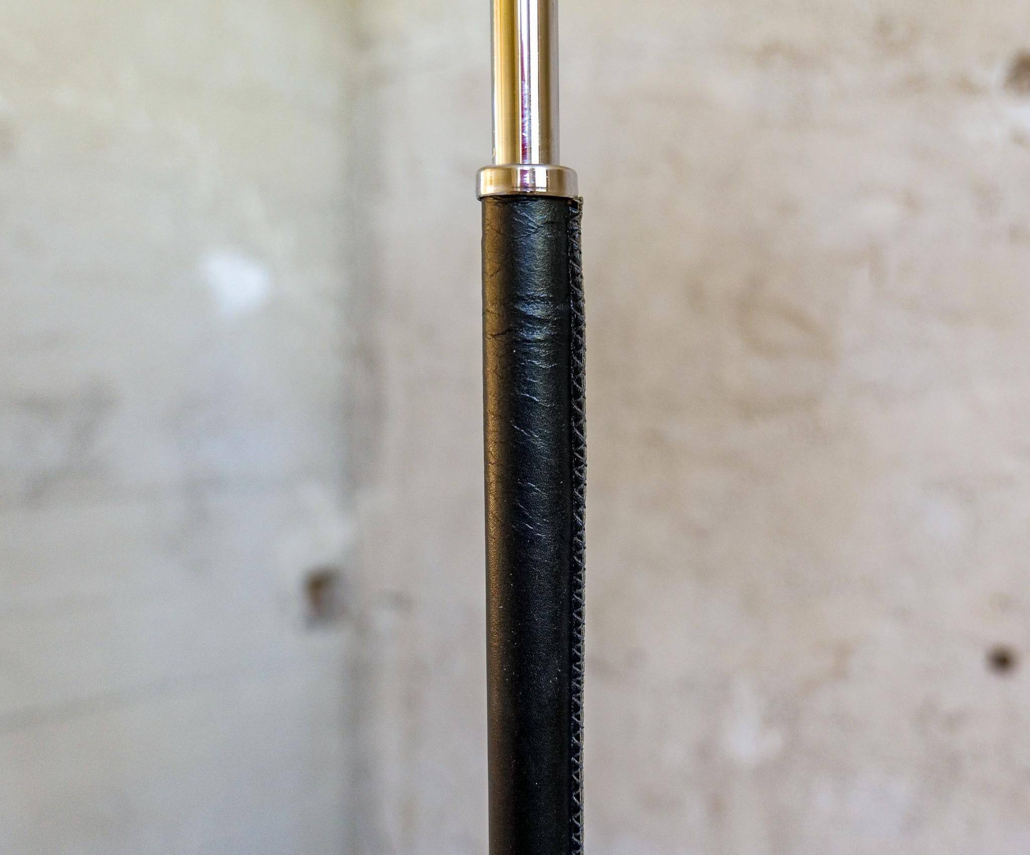 Modern mid-century chrome leather floor lamp Atelje Lyktan, Sweden