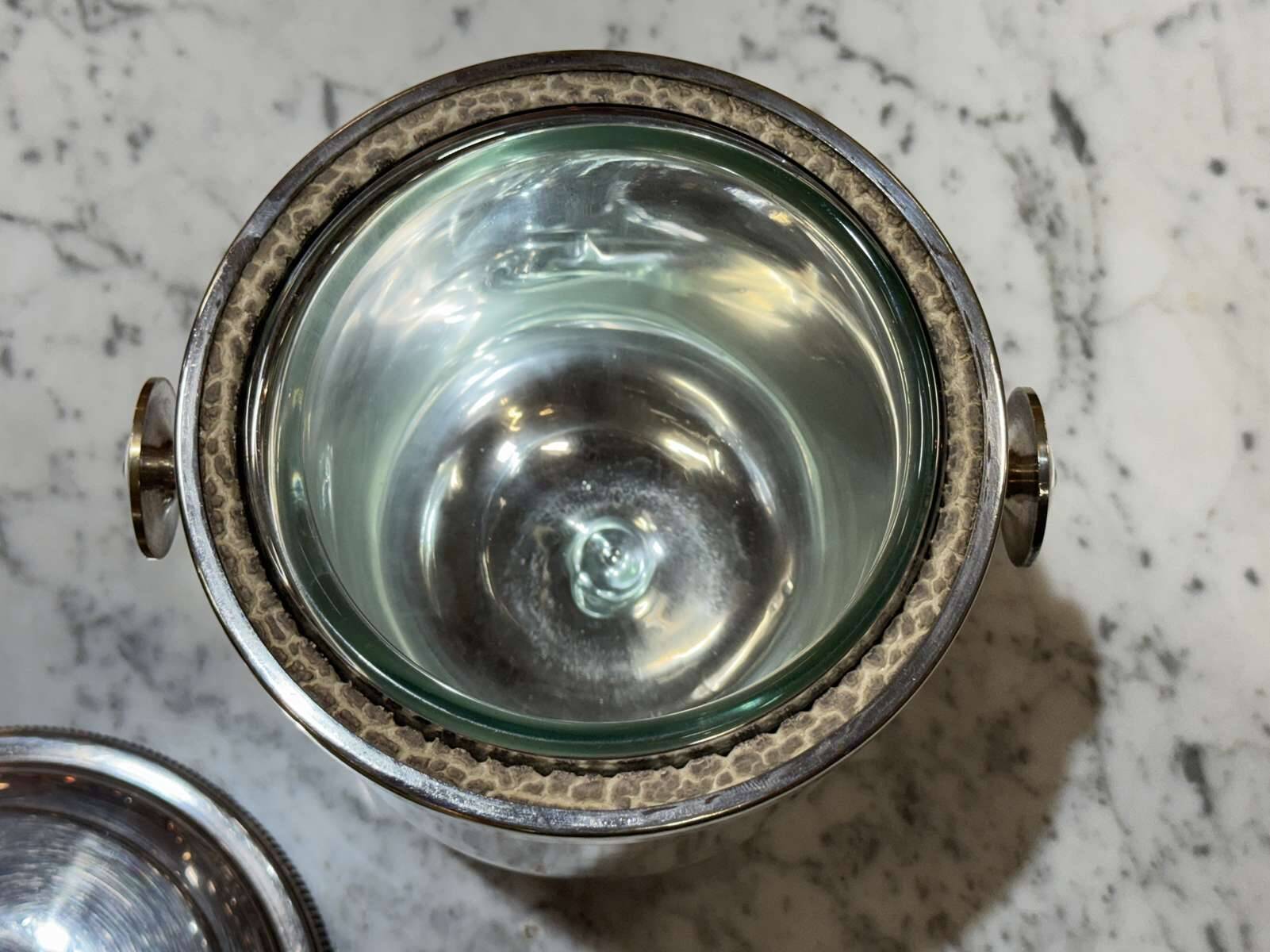 Italian silver-plated metal ice bucket from the 1970s.