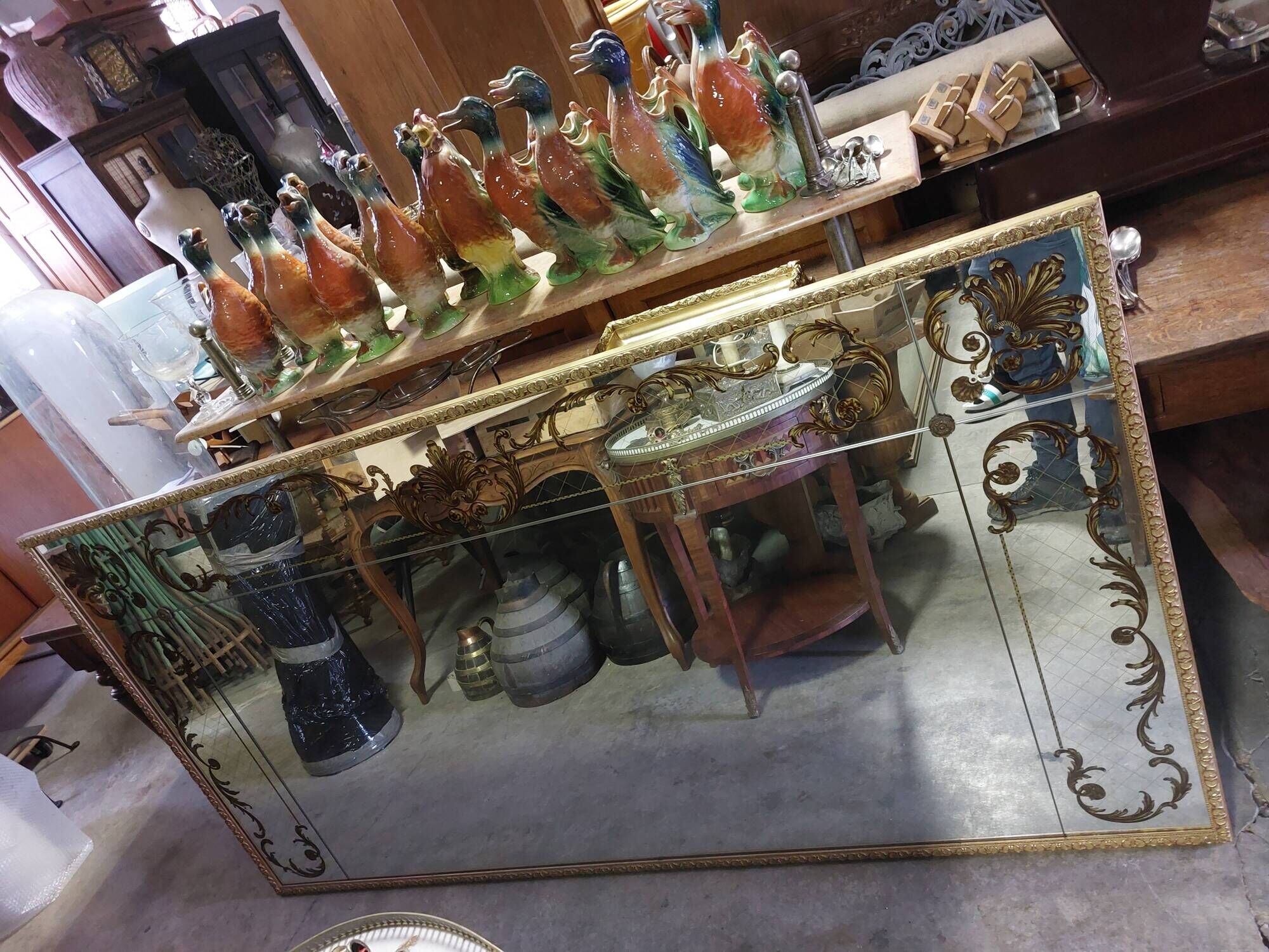 Venetian mirror Art Deco brasserie bistro in eglomerized glass 204x105cm