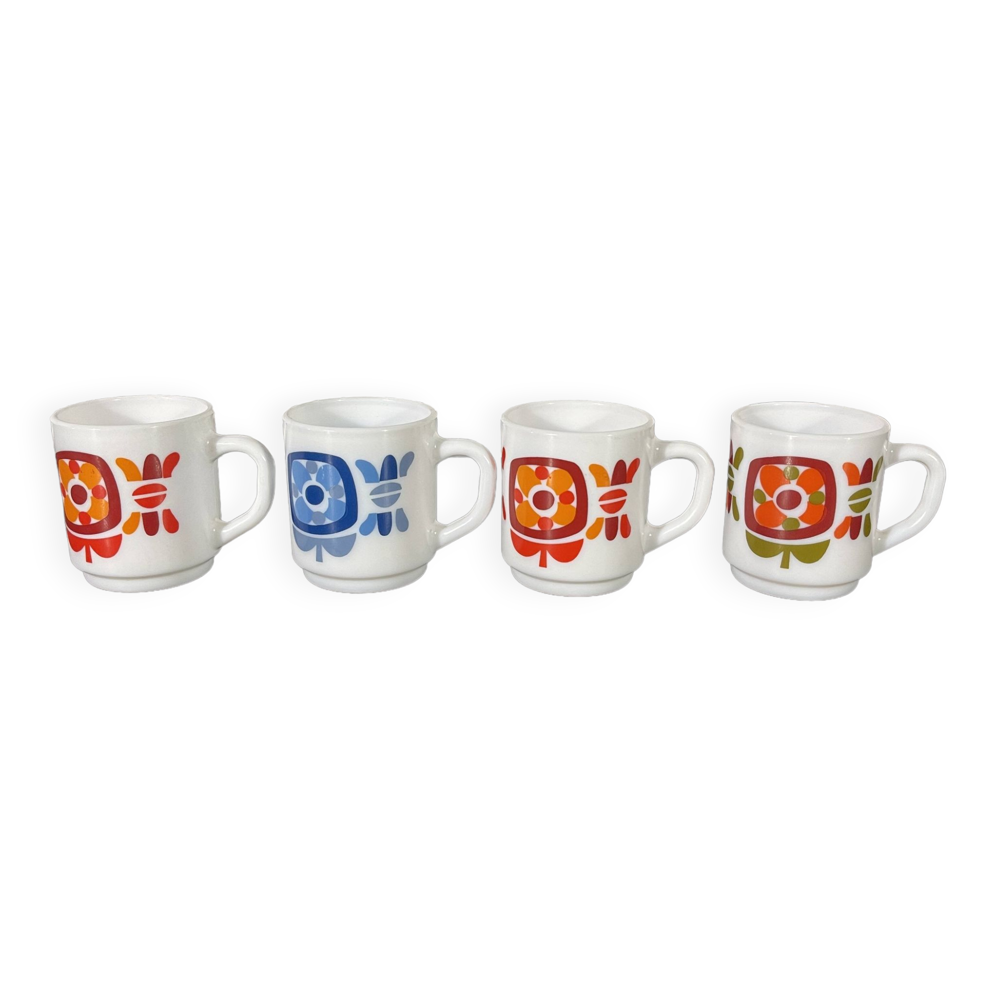 Set of 4 vintage Mobil mugs