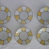 6 60s striped iridescent porcelain coffee cups