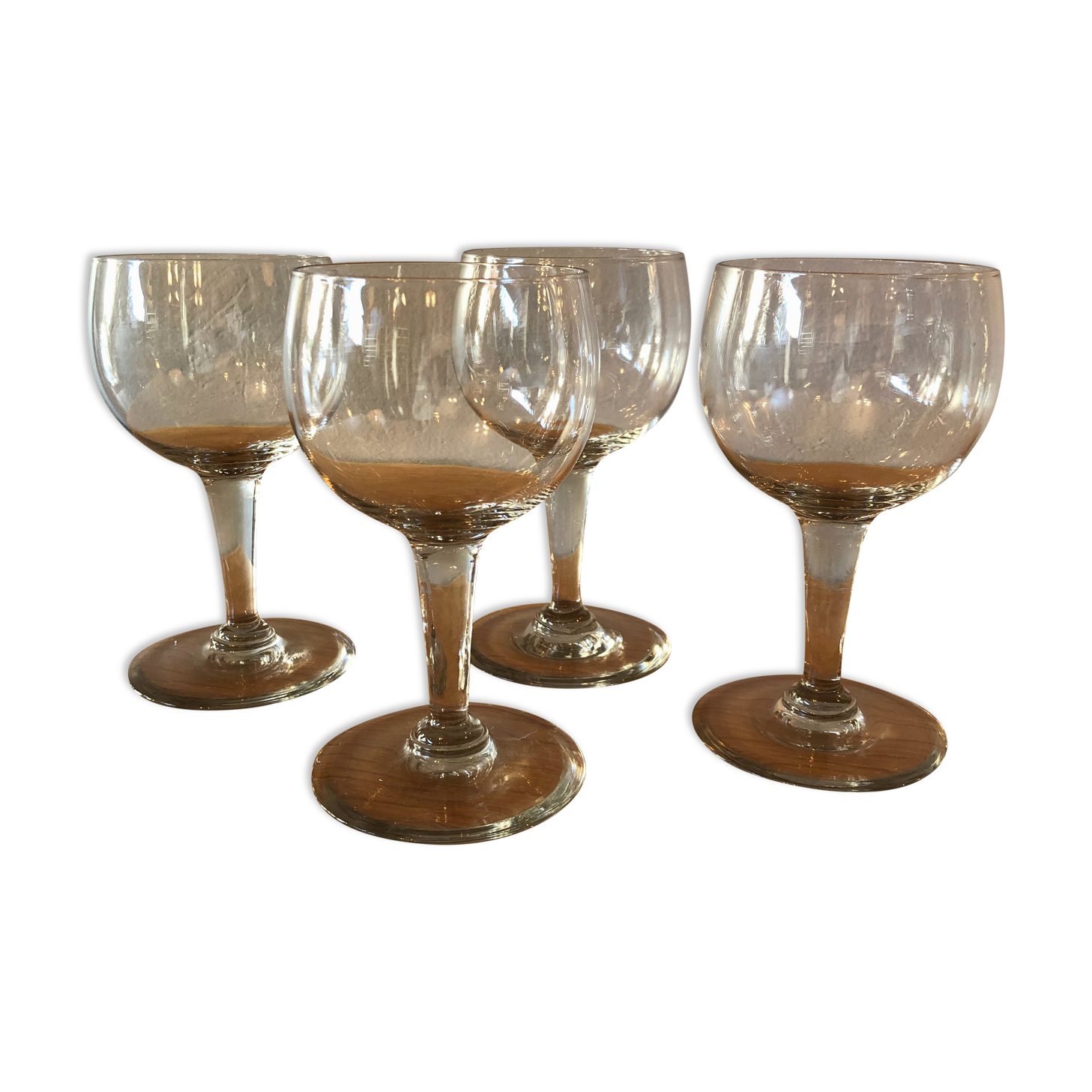 4 wine glasses balloon blown glass