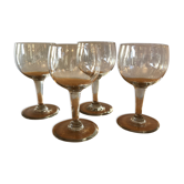 4 wine glasses balloon blown glass