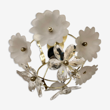 Glass flower chandelier and Metacrilic brass structure