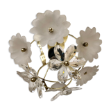 Lustre à fleurs verre et Metacrilique structure laiton