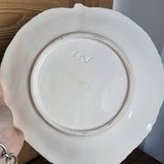 Vintage fruit colander bowl in barbotine signed GV