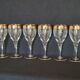 6 old wine glasses in engraved crystal and gold