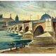 Vue de Lyon, huile sur panneau, 20e siècle, signé Granjon.