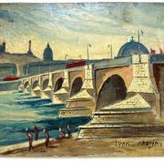Vue de Lyon, huile sur panneau, 20e siècle, signé Granjon.