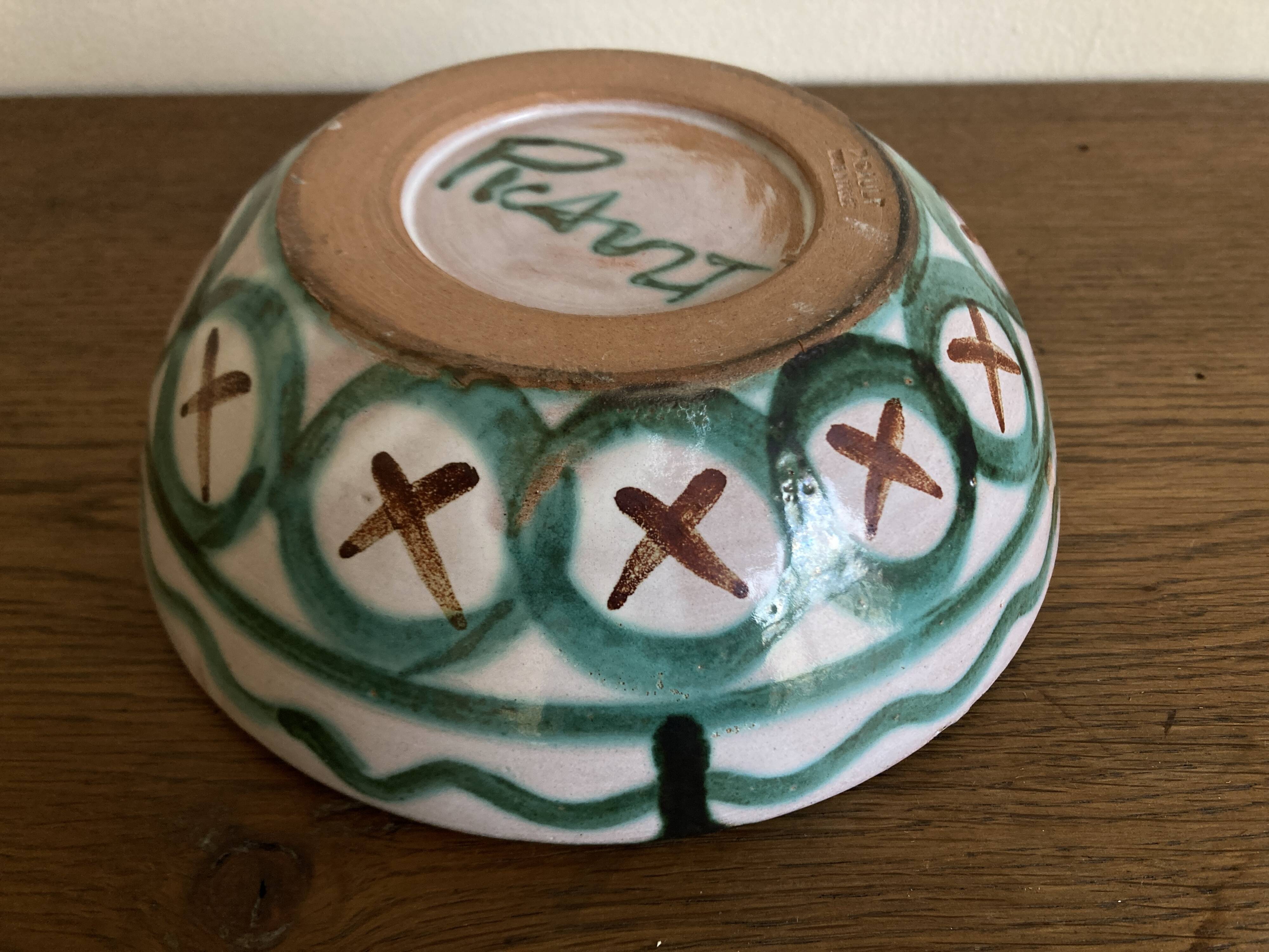 Robert Picault 1960 Vallauris salad bowl signed in full